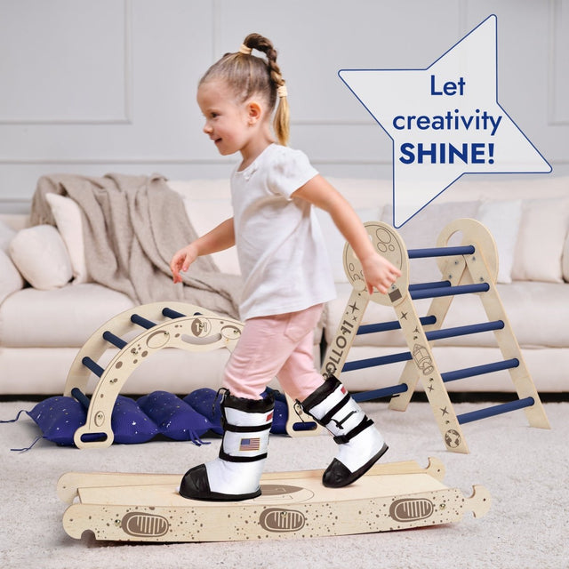 Apollo 4in1 Climbing Set: Pikler Triangle, Arch, Slide Board, and Cushion for Little Toddlers Astronauts (1–3 Years)