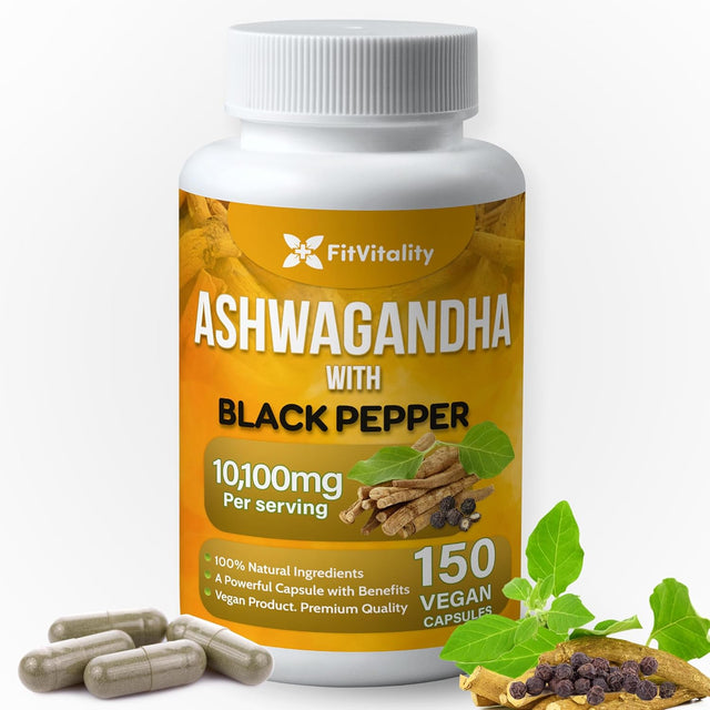 Ashwagandha with Black Pepper Capsules, Non-GMO, Gluten-Free