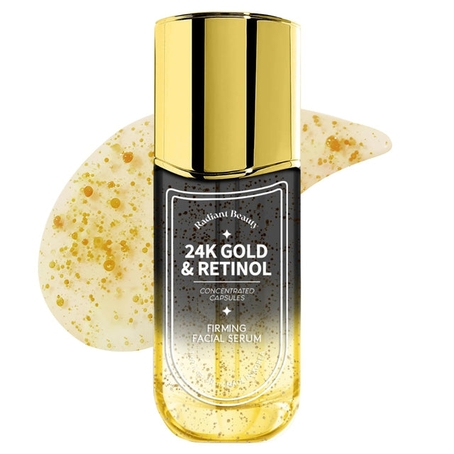 24K Gold & Retinol Firming Serum - Moisturizing, & Protecting - Reduces Dark Spots & Wrinkles - Dermatologist Tested, Korean Skin Care - 1.69 FL.OZ.