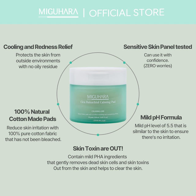 Cica Bakuchiol Calming Pad | Korean Skincare Toner Pad (150Ml/5.07 Fl.Oz.)