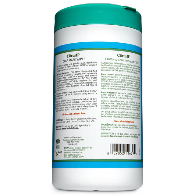 Citrus ll CPAP Mask Cleaning Wipes - Disposable, Citrus Scent