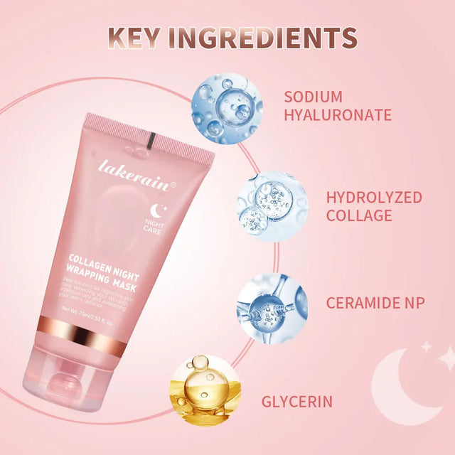 Collagen Overnight Wrapping Peel off Facial Mask Korean Collagen Night Wrapping Mask Deeply Hydrates Night Care Mask Cream 75Ml