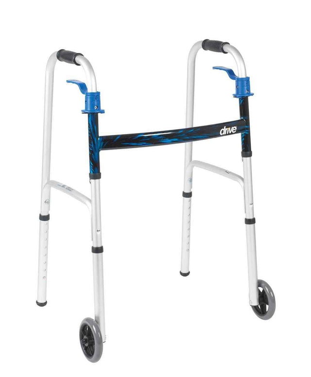 Drive Deluxe Trigger Release Folding Walker with 5" Wheels