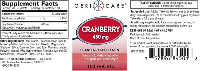 Geri-Care Cranberry Dietary Supplement, 450 mg