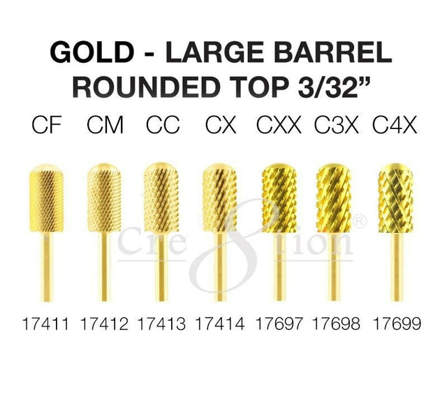 Cre8tion Carbide Large Barrel Round Top 3/32" - GOLD