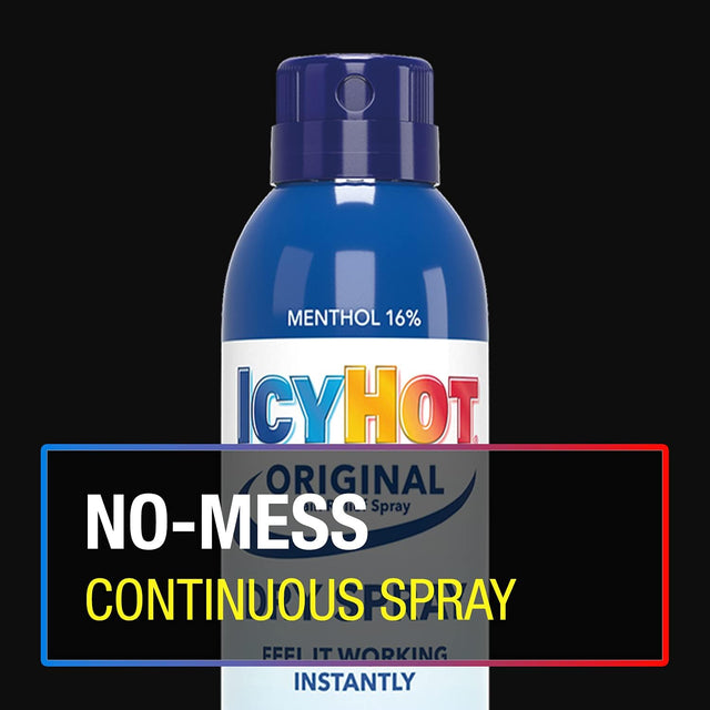 Icy Hot Original Pain Relief Dry Spray with 16% Menthol, 4 oz Spray