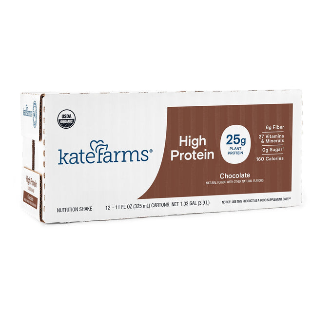 Kate Farms High Protein Nutrition Shake, Chocolate, Case/12