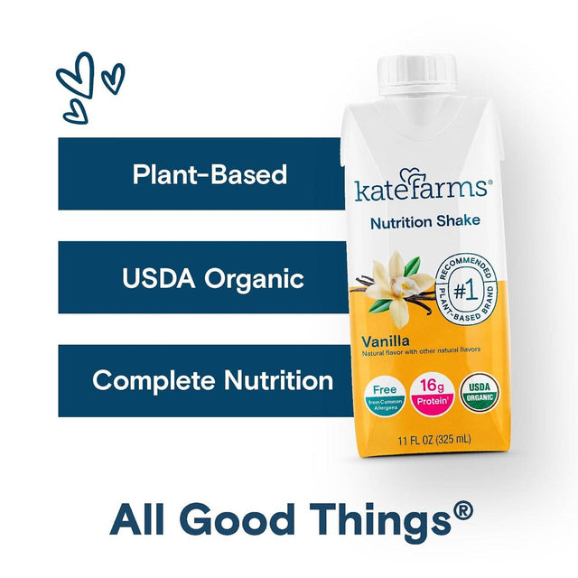 Kate Farms Nutrition Shake, Vanilla, Case/12