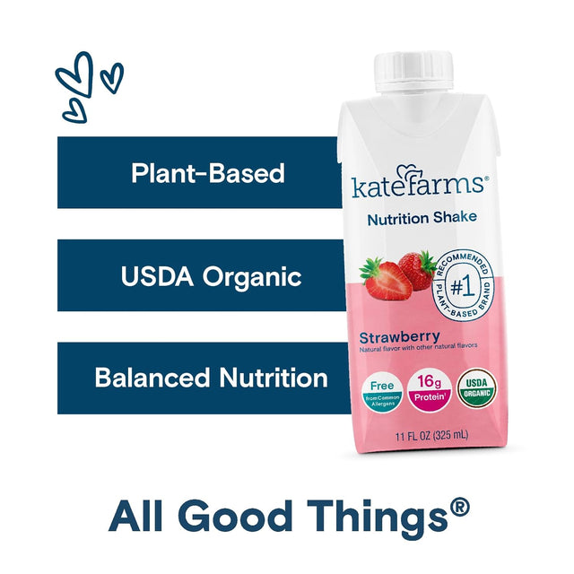 Kate Farms Nutrition Shake, Strawberry, Case/12