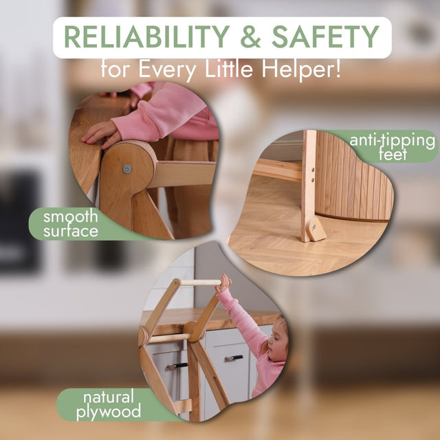 Learning Tower: Foldable Step Stool for Toddlers - Beige