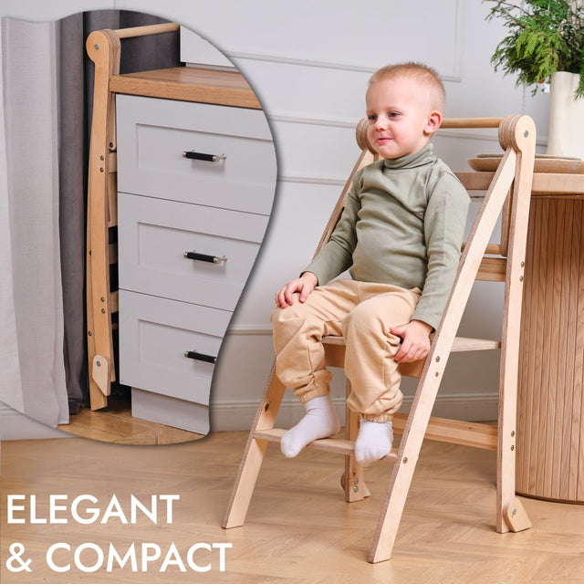 Learning Tower: Foldable Step Stool for Toddlers - Beige