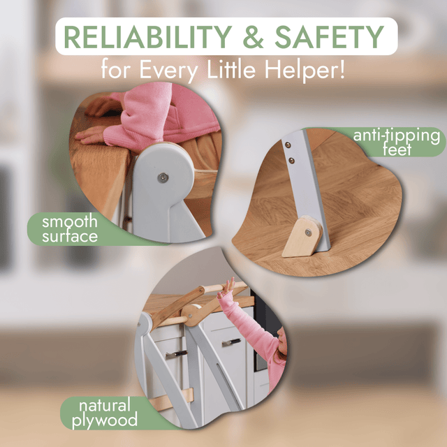 Learning Tower: Foldable Step Stool for Toddlers - Gray