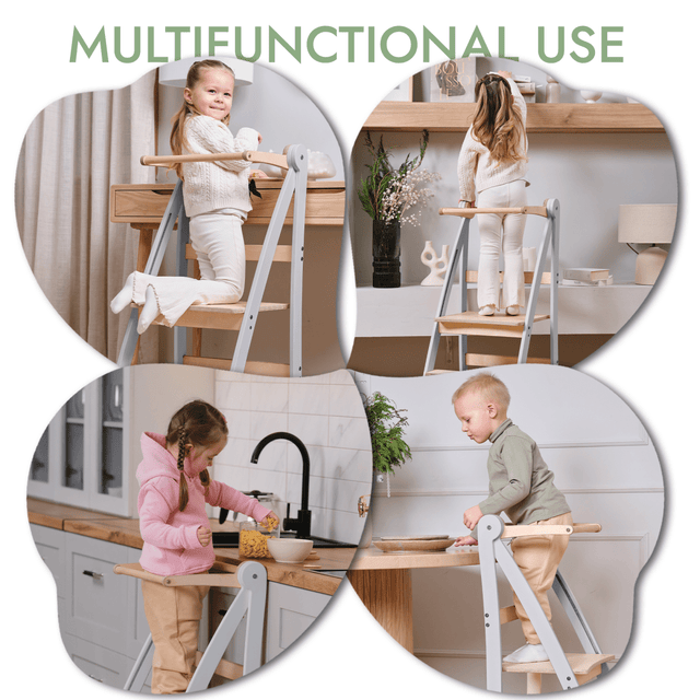 Learning Tower: Foldable Step Stool for Toddlers - Gray