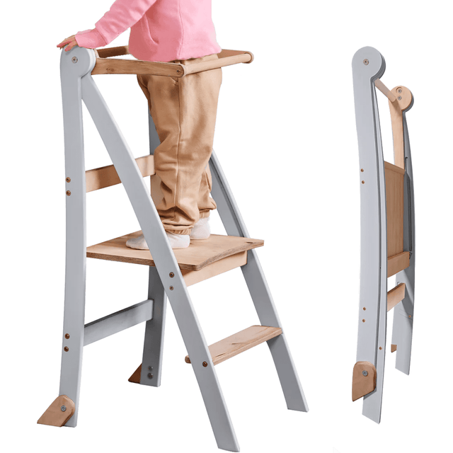 Learning Tower: Foldable Step Stool for Toddlers - Gray