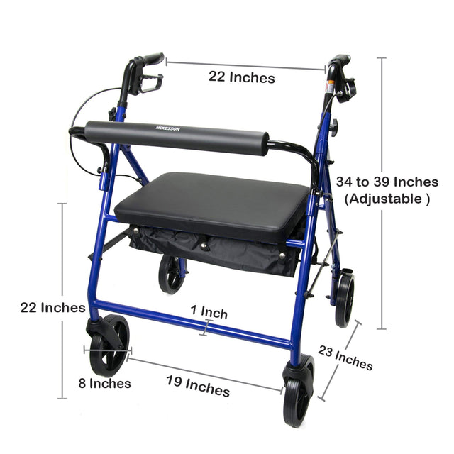 McKesson Bariatric 4 Wheel Folding Heavy Duty Steel Rollator