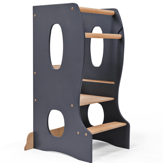 Stable Montessori Learning Tower: Wooden Growing Chair - Grey