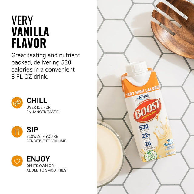 Nestle Boost Very High Calorie (VHC), Very Vanilla, 8 oz Carton, Case/24