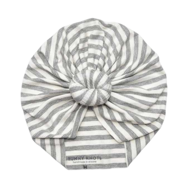 Sammy | Grey & White Stripe | Ribbed Headwrap
