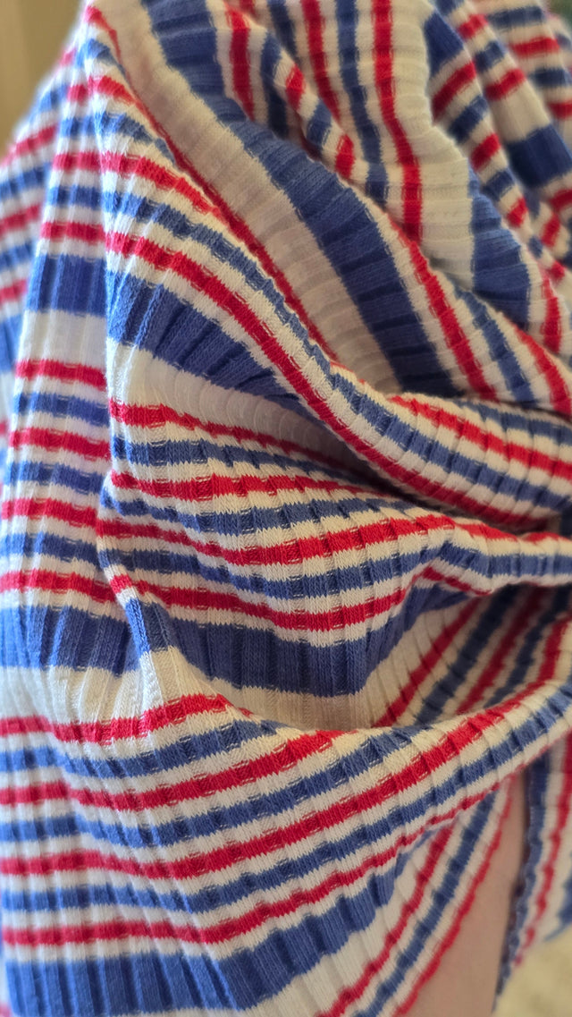 Rosy | Retro USA Stripe | Ribbed Headwrap