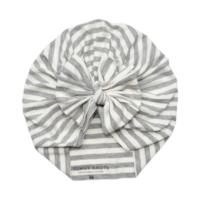 Sammy | Grey & White Stripe | Ribbed Headwrap
