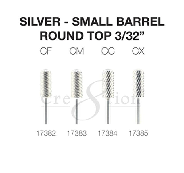 Cre8tion Carbide Small Barrel Round Top 3/32" - SILVER