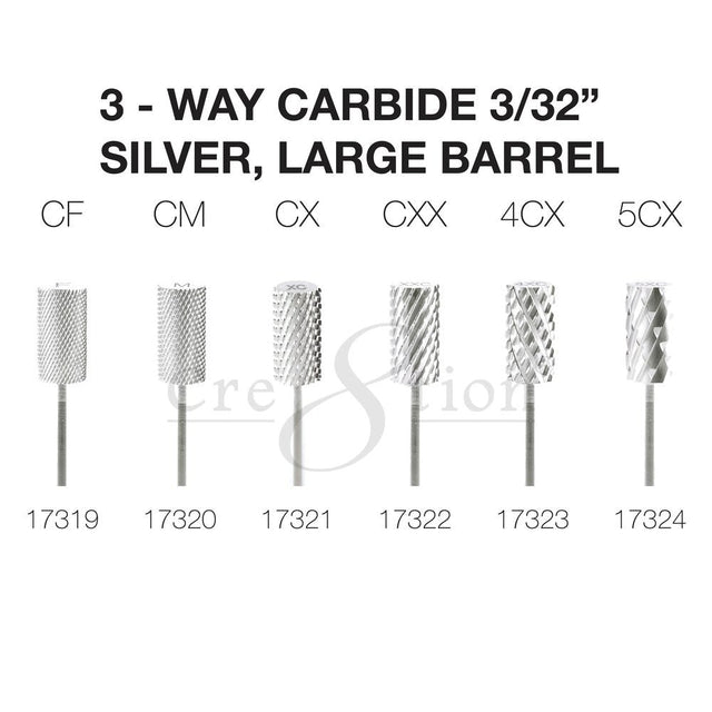 Cre8tion 3-Way Carbide Large Barrel 3/32" - SILVER