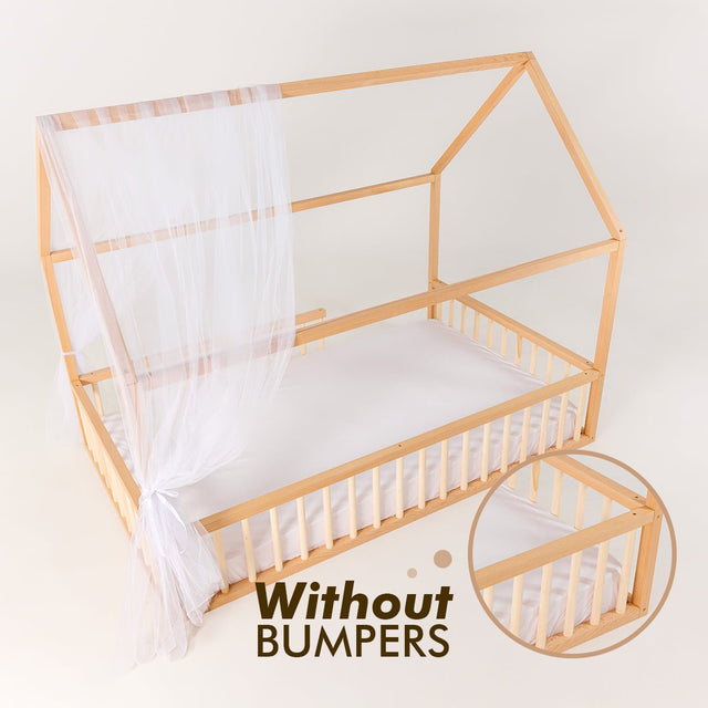 Montessori House Bed for Kids with Fence