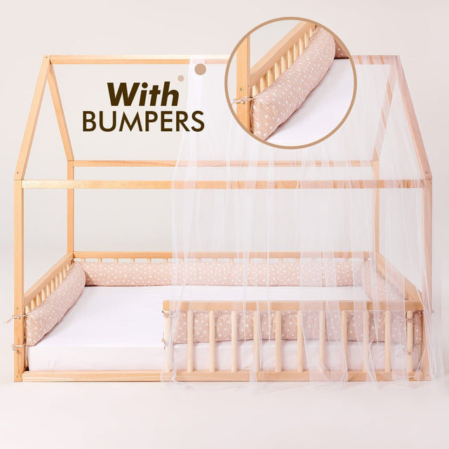 Twin Size Montessori House Bed for Kids with Fence