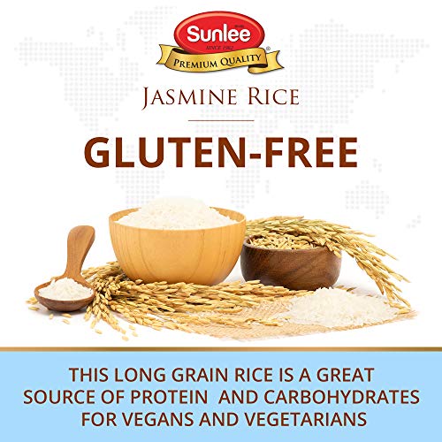 Sunlee Thai Jasmine Rice - 5 Lbs. Long Grain White Rice, Aromatic Thai Hom Mali, Great for Vegans & Vegetarians, Naturally Gluten-Free