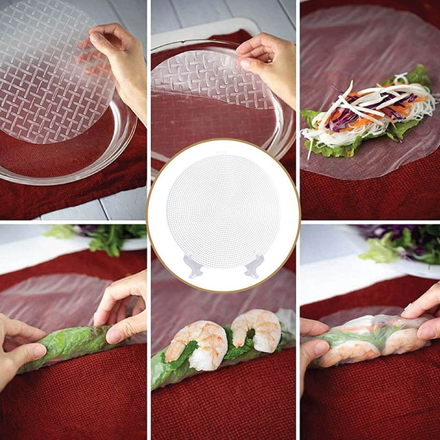 Rice Paper Wrappers for Spring Rolls Maker Large Bowl Shrimp Paper Roll Pastry 10 Plastic Mesh Trays