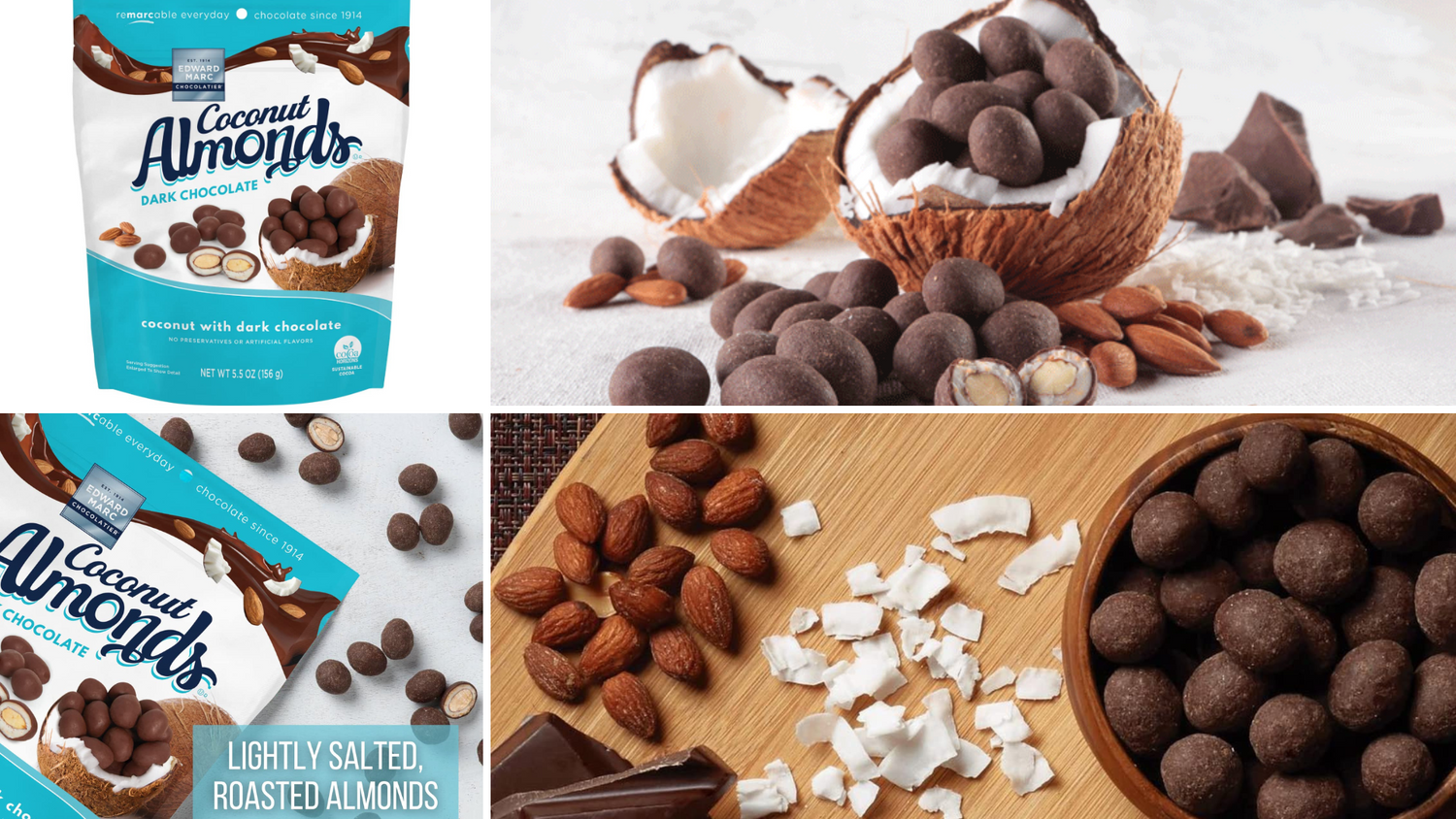 Discover the Remarcable Fusion: Edward Marc Chocolatier's Dipped Almonds in Sweet Coconut and Dark Chocolate