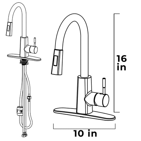 Tehila Chrome Finish High-Arc Pull-Down Faucet