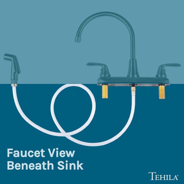 Tehila Stainless Steel Finish Wide-set Gooseneck Faucet with Side Sprayer