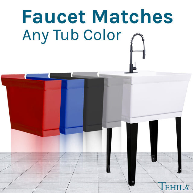 Tehila Black Finish High Arc Coil Pull-Down Faucet