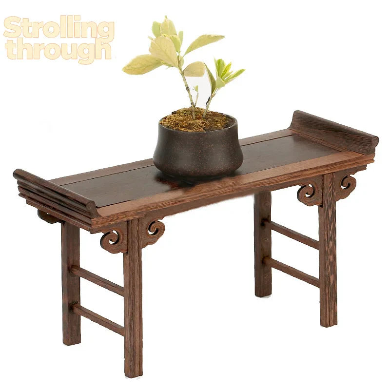 Inexpensive Chinese Redwood Low Tea Table, Display Stand, Altar