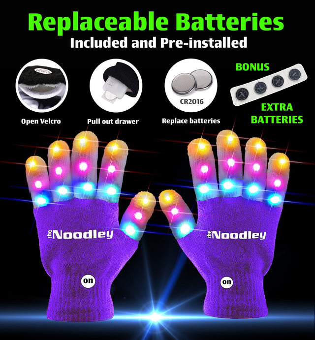 Purple LED Gloves, Light Up Shoe laces and Lighted Beanie Pom Hat Gift Set for Boys and Girls Kids Toys