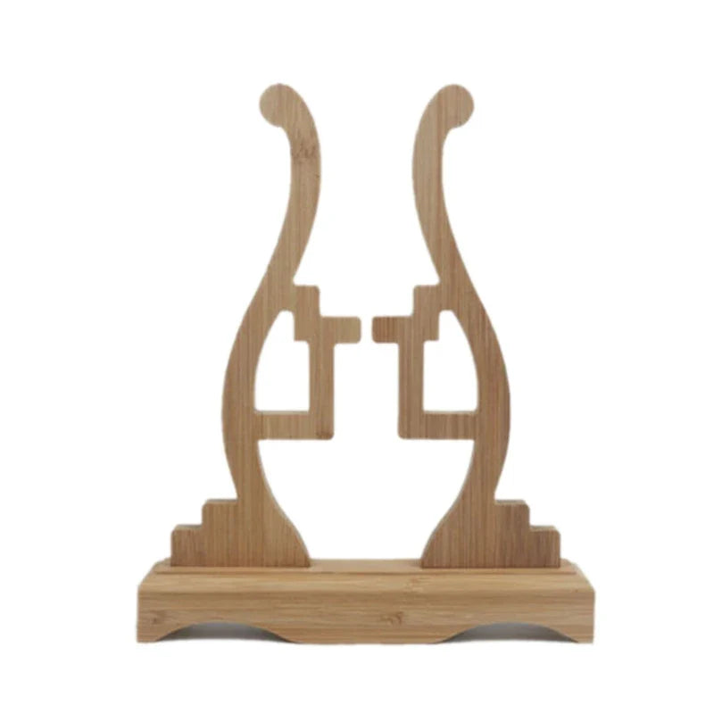 Elegant Chinese Style Bamboo Fan Stand Holder Bracket Rack for Home Office Decor