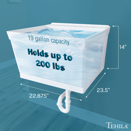 Tehila Standard Wall-Mounted White Utility Sink, No Supply Lines