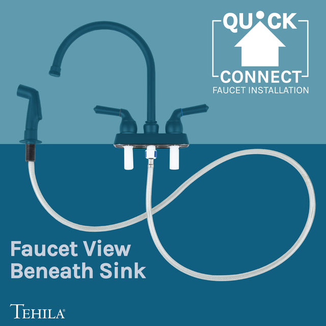 Tehila Space Saver Freestanding White Utility Sink with Black Finish Gooseneck Faucet and Side Sprayer