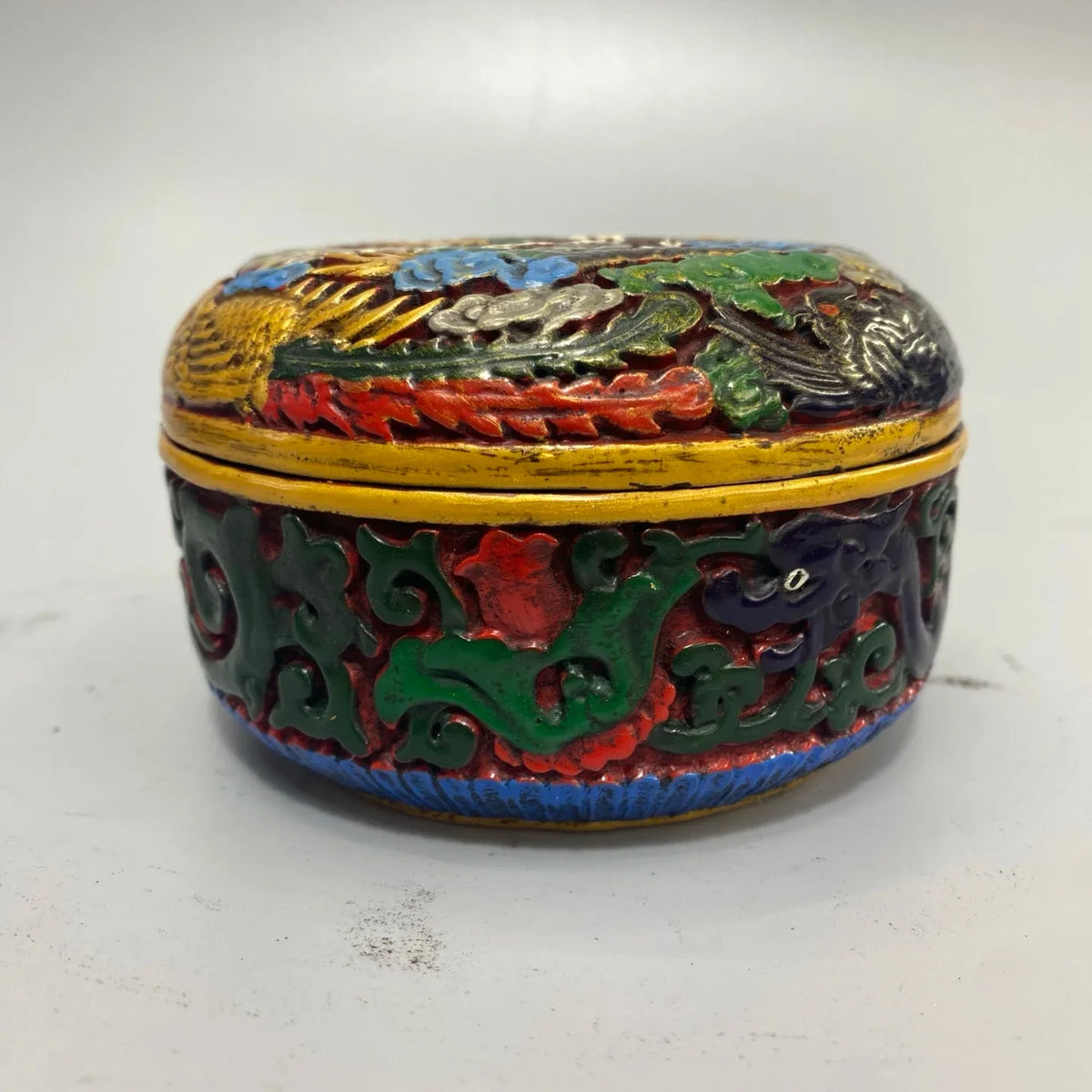 Antique Lacquerware Dragon Box – Qing-Style Hand-Painted (Collectible)