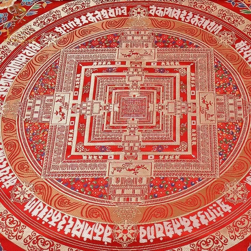 72CM Tibetan Ethnic Style Embroidered Brocade Tablecloth Household Indoor Buddhist Hall Offering Ornaments Religious Article