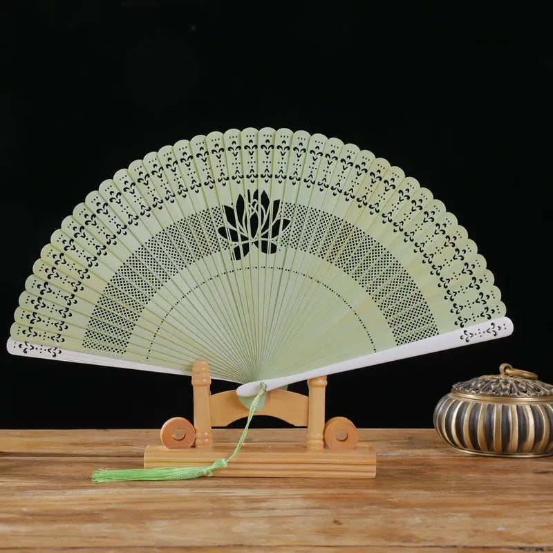 New Chinese Super Fairy Lotus Small Fan Hanfu Qipao Women's Hollow Fan Wedding Photography Props Folding Fan
