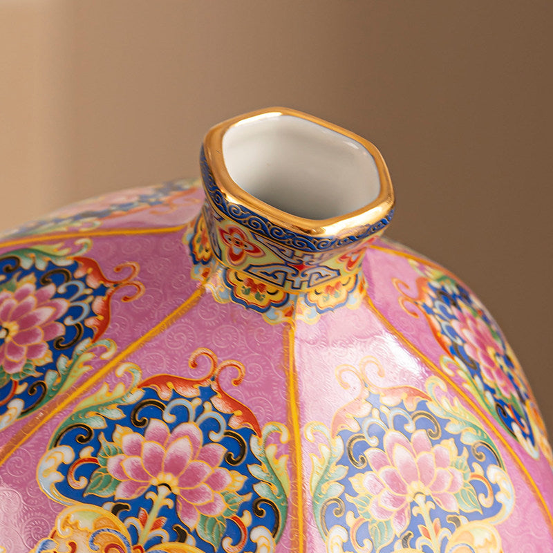 Elegant Enamel Porcelain Vase In A Regal Courtly Style