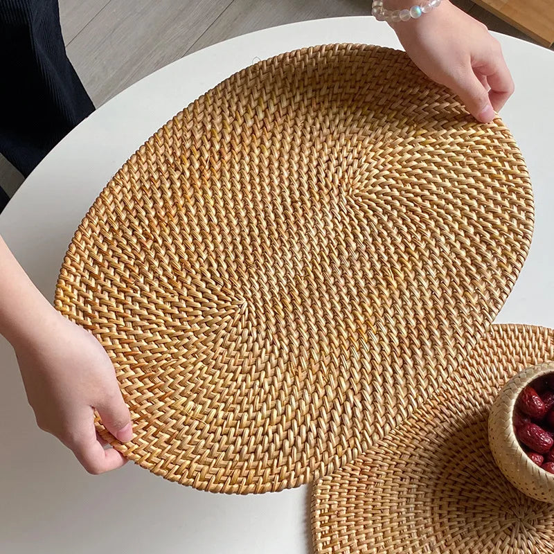 Vietnamese Rattan Coaster Set – Heatproof Cup & Teapot Mats