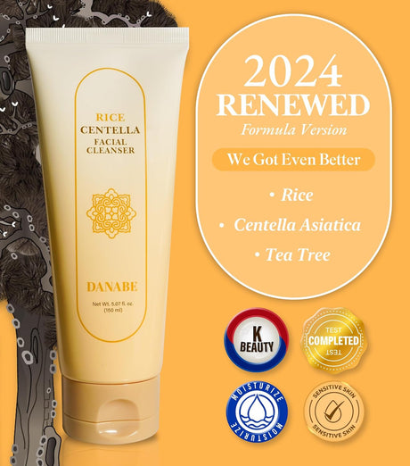 [K-Beauty] Rice Centella Facial Cleanser - Pore Deep Cleansing Foam, Face Wash for All Skin Types W/Centella Asiatica, Rice & Tea Tree | Gentle & Hydrating Cleanser for Women & Men 5.07 Fl Oz