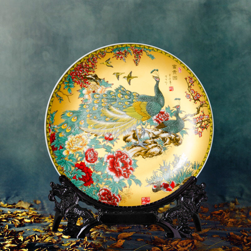 Ceramic Hanging Plate – Office & Living Room Asian Home Decor