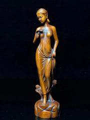 Boxwood Sexy Girl Netsuke Figurine – Japanese/Chinese Miniature