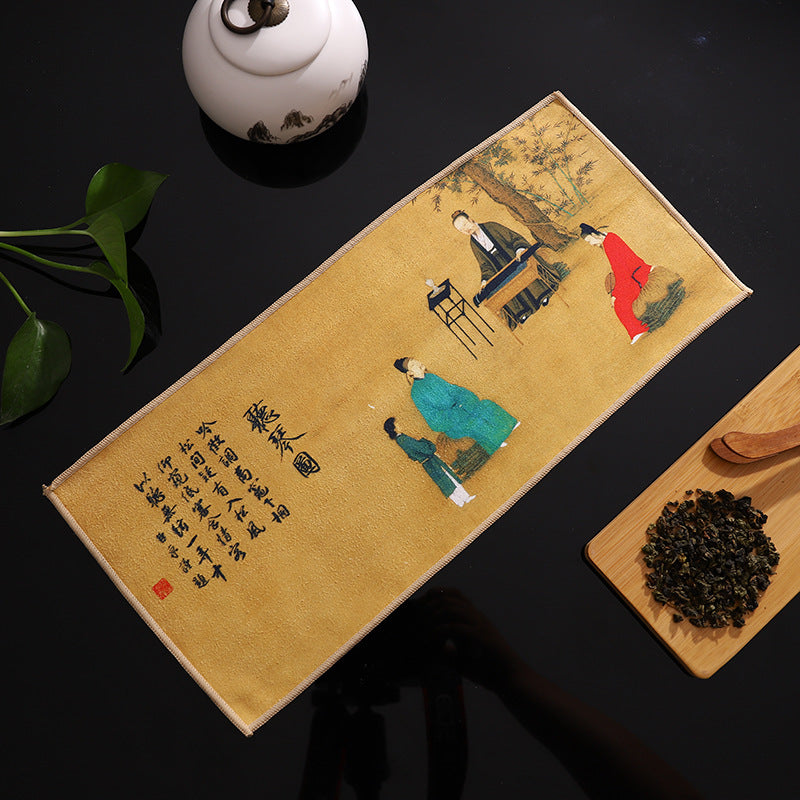 Deerskin Chinese Velvet Painted Zen Absorbent Tea Towel Cloth