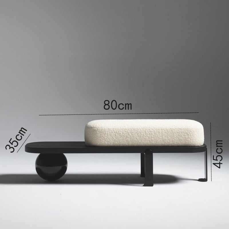 Lamb-Fleece Upholstered Sofa Stool – Elegant Bench for Living Room & Fitting Room