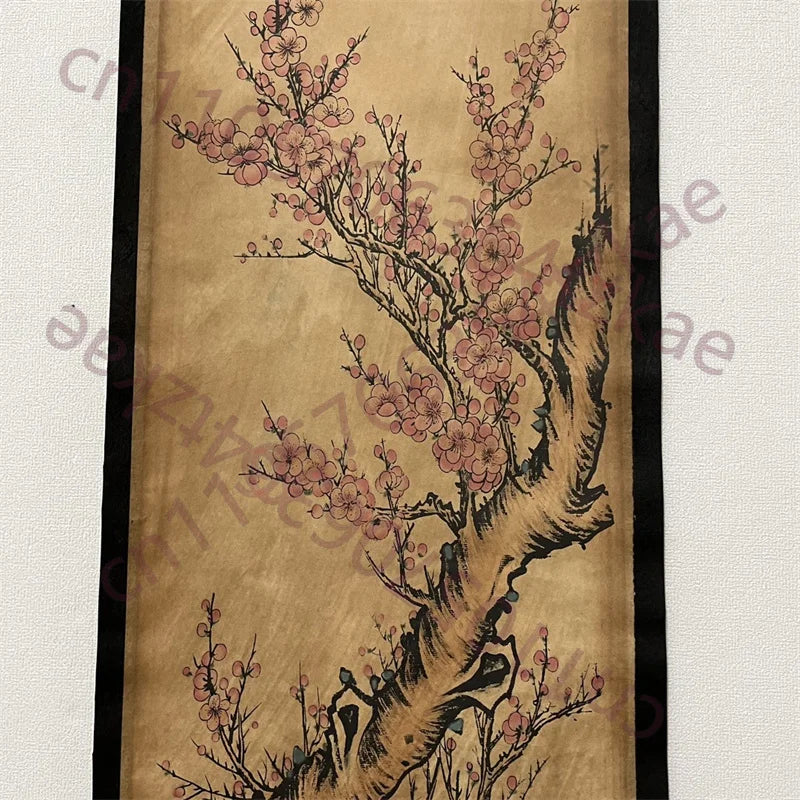 China Old Four‑Panel Scroll Painting – Middle Hall Hanging, Jiawu Year